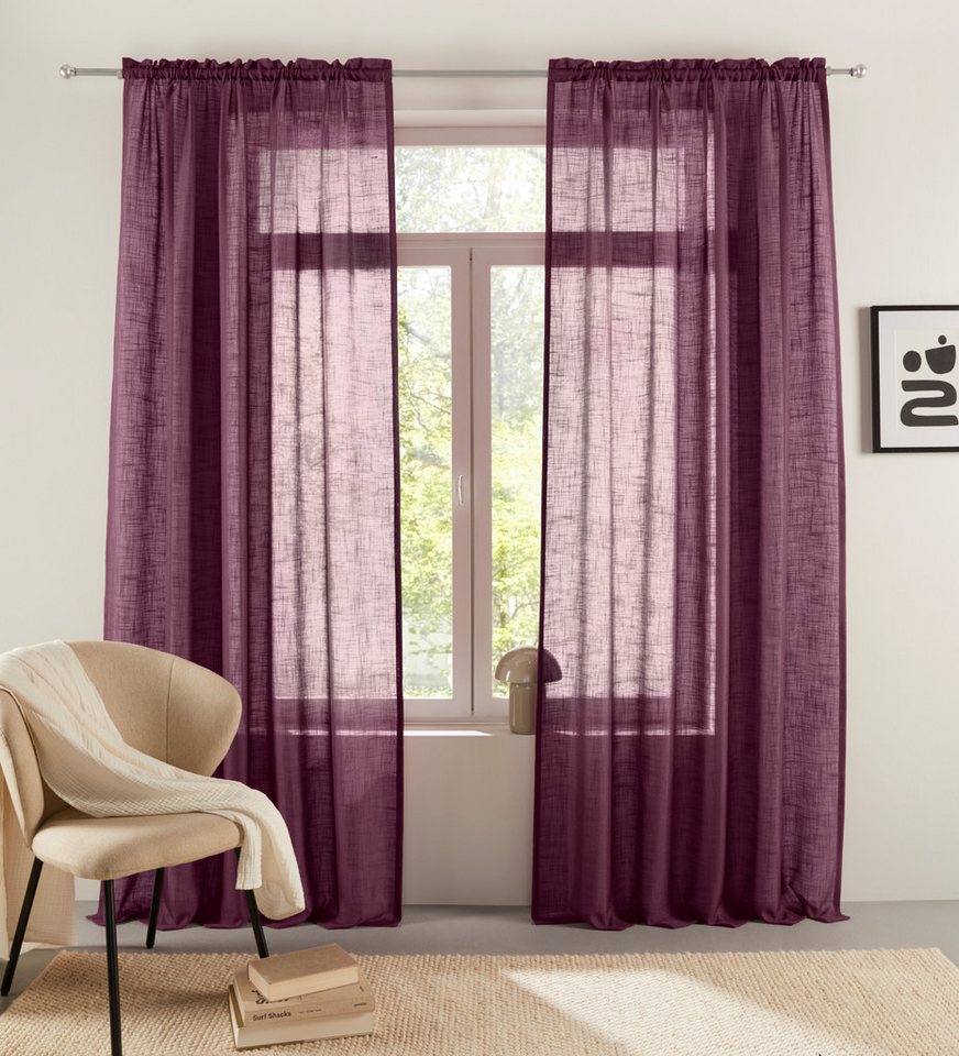 LeGer Home by Lena Gercke Gardine Marusha, Stangendurchzug (1 St), halbtransparent, 1 Schal, Leinenoptik, gewebt, verschiedene Größen von LeGer Home by Lena Gercke