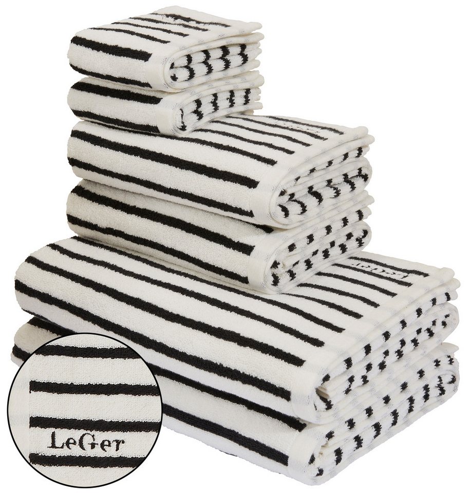 LeGer Home by Lena Gercke Handtuch Set Tamsin, Duschtücher, Handtücher, Gästetücher, Premium 500 gr/m², Frottier (Set, 6-St), Handtücher mit Logostikerei, 100% Baumwolle, gestreift, weich von LeGer Home by Lena Gercke
