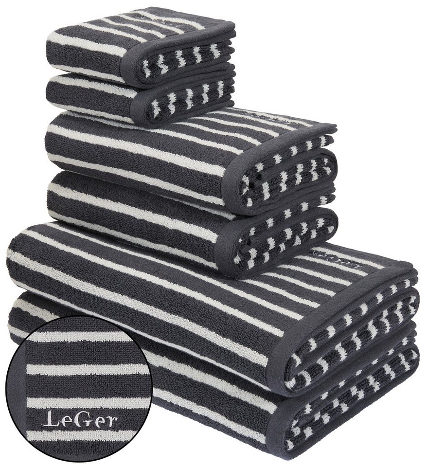 LeGer Home by Lena Gercke Handtuch Set Tamsin, Duschtücher, Handtücher, Gästetücher, Premium 500 gr/m², Frottier (Set, 6-St), Handtücher mit Logostikerei, 100% Baumwolle, gestreift, weich von LeGer Home by Lena Gercke
