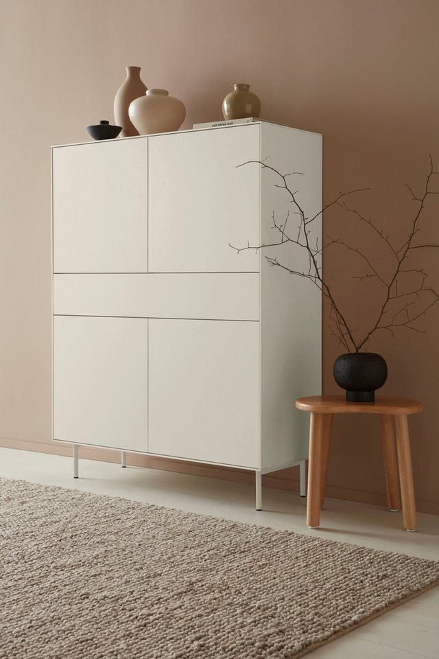 LeGer Home by Lena Gercke Highboard Essentials, Höhe: 144cm, MDF lackiert, Push-to-open-Funktion von LeGer Home by Lena Gercke