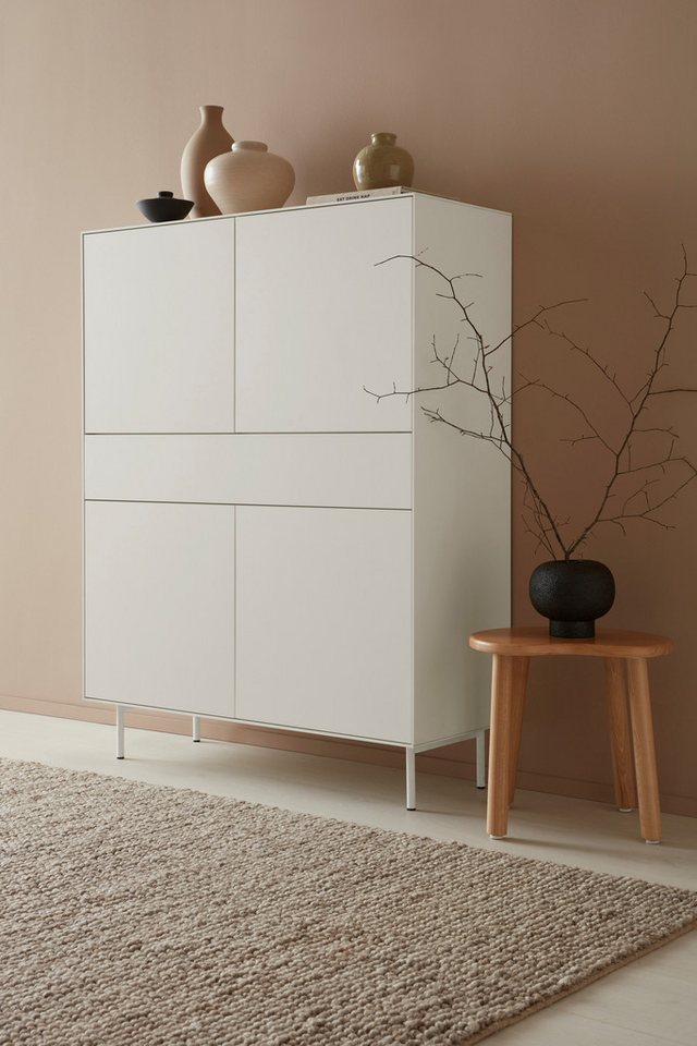 LeGer Home by Lena Gercke Highboard Essentials, Höhe: 144cm, MDF lackiert, Push-to-open-Funktion von LeGer Home by Lena Gercke