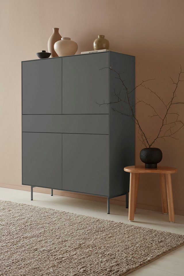 LeGer Home by Lena Gercke Highboard Essentials, Höhe: 144cm, MDF lackiert, Push-to-open-Funktion von LeGer Home by Lena Gercke