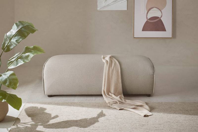 LeGer Home by Lena Gercke Hocker PIARA, Polsterhocker mit Kedernaht in Cord oder Leinenoptik, zur Serie PIARA, rechteckig, schwarze Füße, bequemer Sitzkomfort von LeGer Home by Lena Gercke