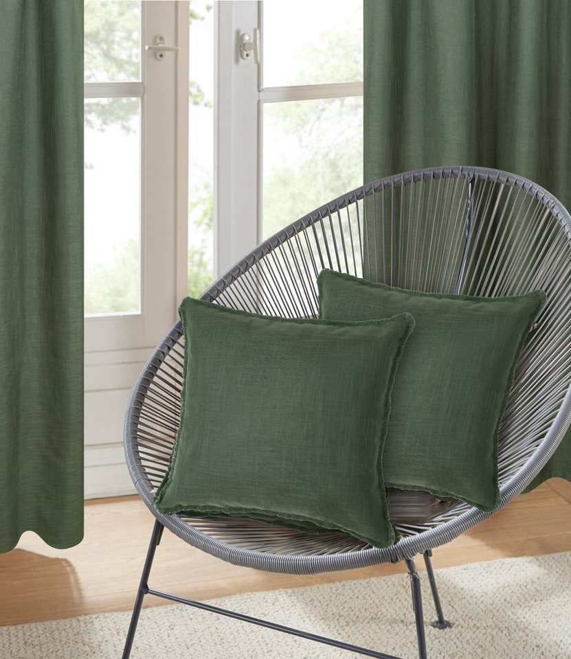 LeGer Home by Lena Gercke Kissenbezug Marusha, (1 Stück), Leinenoptik, 50x50 Dekokissen, Fransen, modern, ohne Füllung von LeGer Home by Lena Gercke
