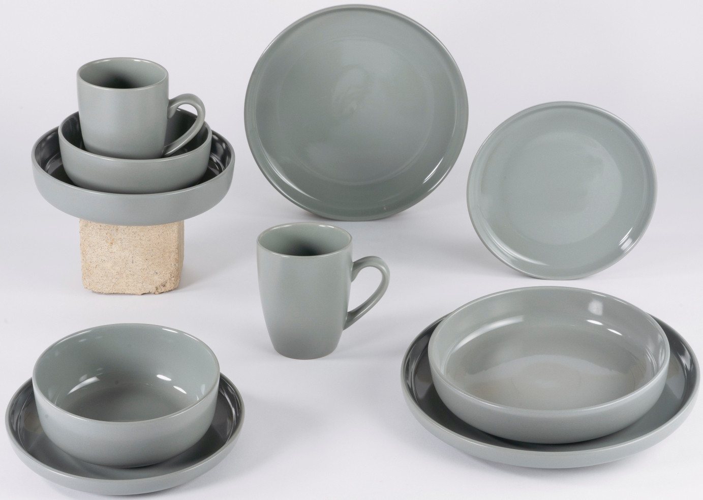 LeGer Home by Lena Gercke Kombiservice Geschirr-Set, Service Liliane (16-tlg), 4 Personen, Steinzeug, skandinavische, minimalistische Formensprache, 16 Teile von LeGer Home by Lena Gercke