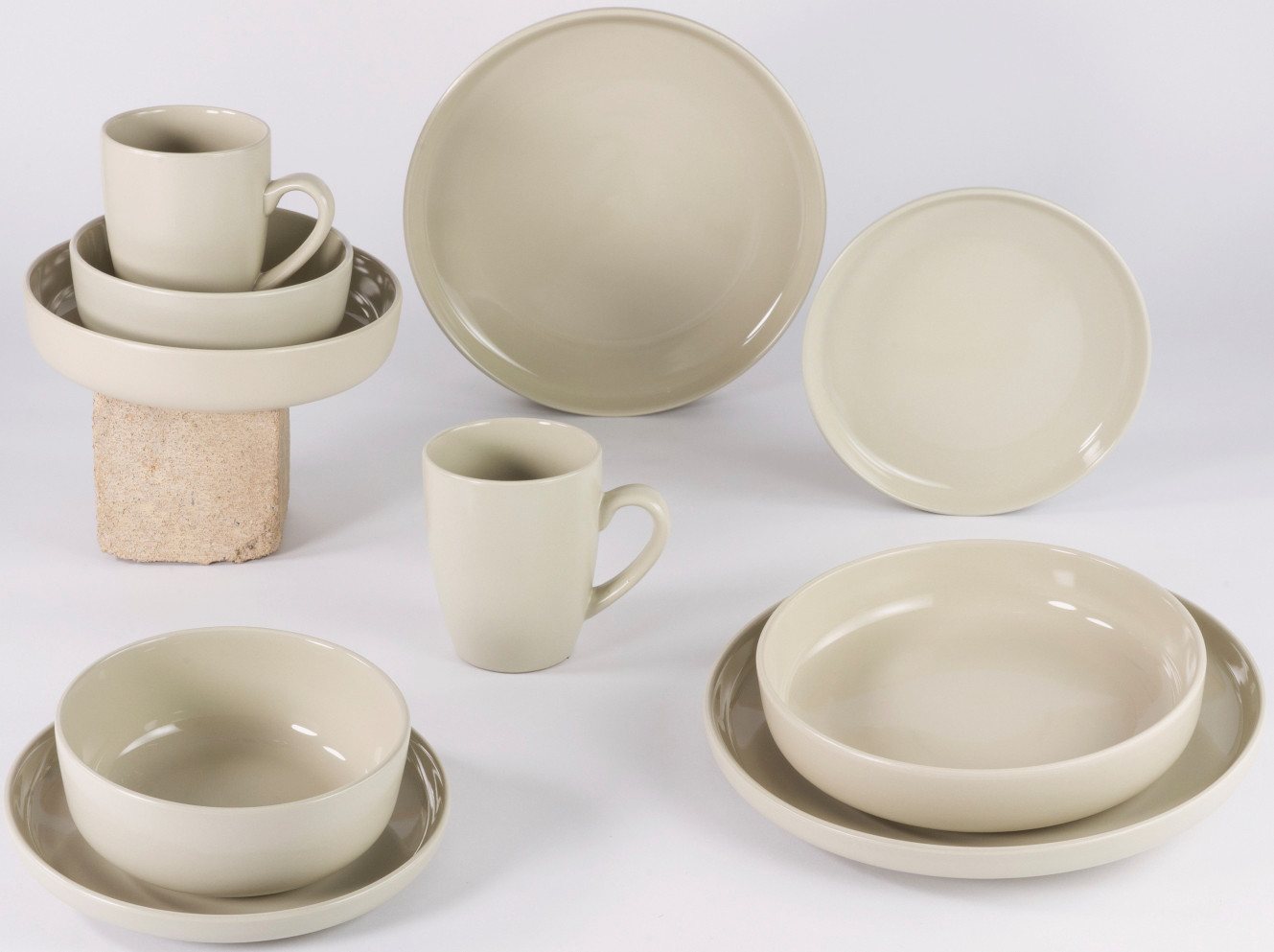LeGer Home by Lena Gercke Kombiservice Geschirr-Set, Service Liliane (16-tlg), 4 Personen, Steinzeug, skandinavische, minimalistische Formensprache, 16 Teile von LeGer Home by Lena Gercke