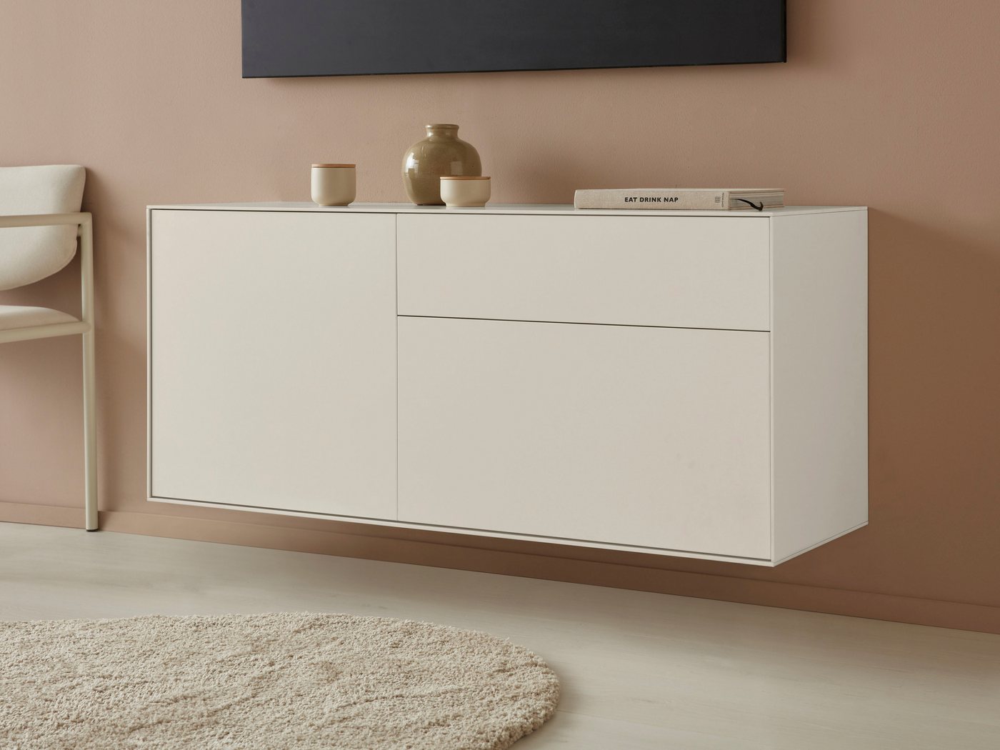 LeGer Home by Lena Gercke Lowboard Essentials, Breite: 127 cm, MDF lackiert, Push-to-open-Funktion von LeGer Home by Lena Gercke