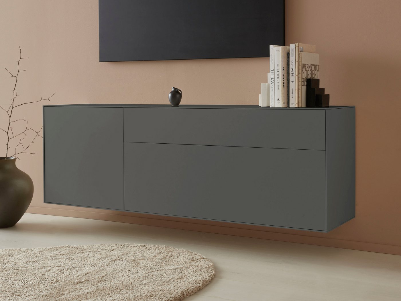 LeGer Home by Lena Gercke Lowboard Essentials, Breite: 167 cm, MDF lackiert, Push-to-open-Funktion von LeGer Home by Lena Gercke