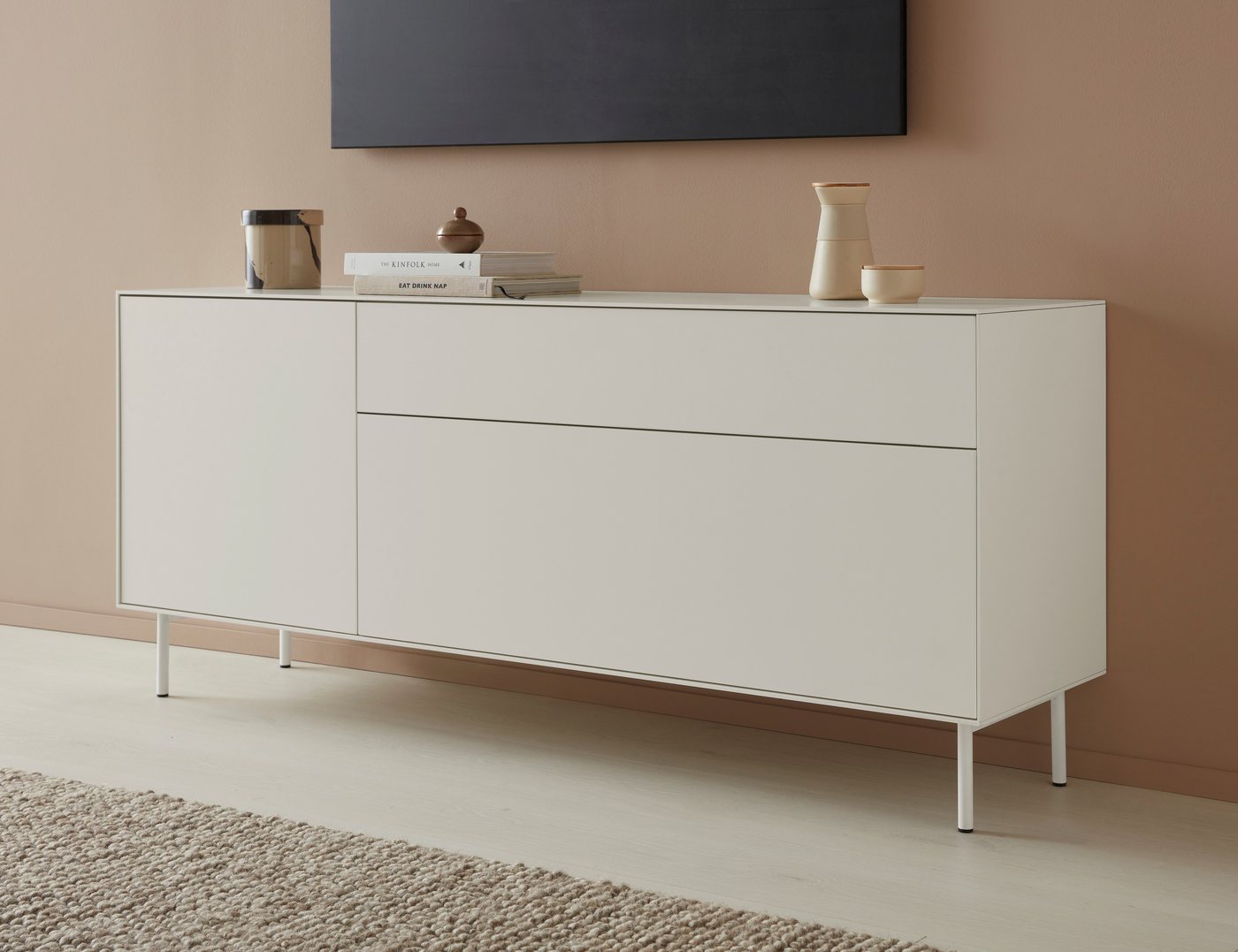 LeGer Home by Lena Gercke Lowboard Essentials, Breite: 167 cm, MDF lackiert, Push-to-open-Funktion von LeGer Home by Lena Gercke