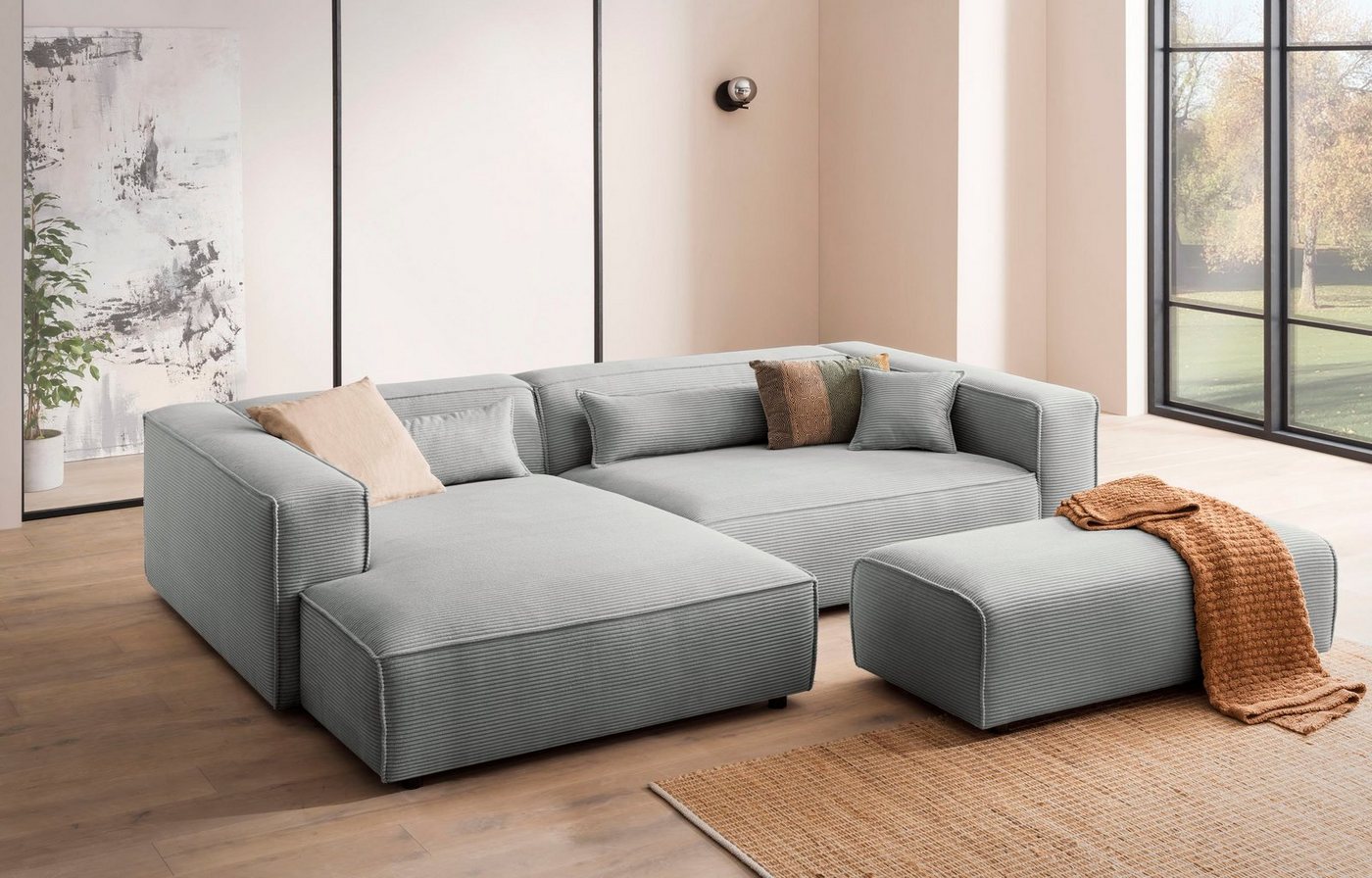 LeGer Home by Lena Gercke Polsterecke PIARA XXL, L-Form, incl. Hocker, stellbar zum Schlafsofa (Krokodilverbinder), in Cord und Flachgewebe von LeGer Home by Lena Gercke