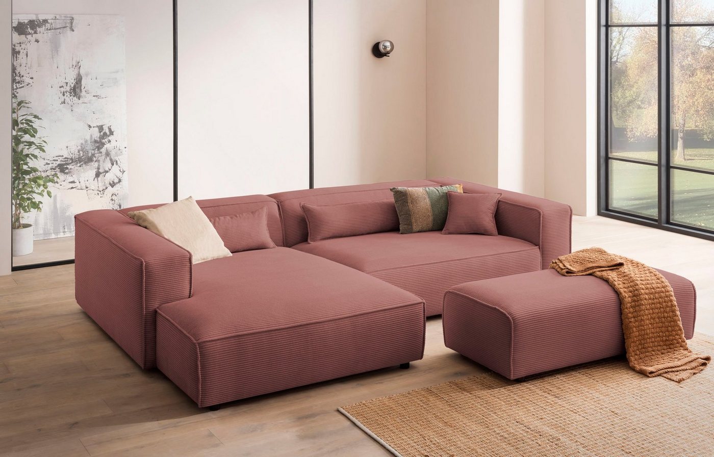 LeGer Home by Lena Gercke Polsterecke PIARA XXL, L-Form, incl. Hocker, stellbar zum Schlafsofa (Krokodilverbinder), in Cord und Flachgewebe von LeGer Home by Lena Gercke