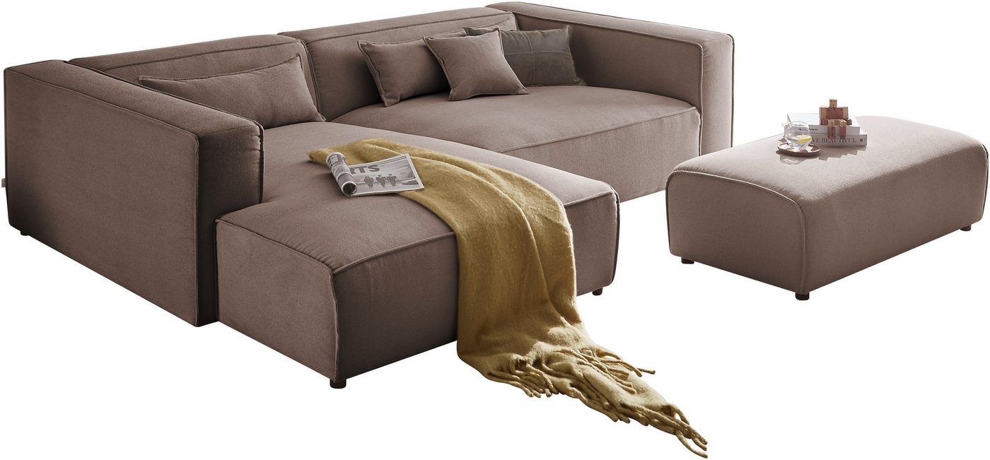 LeGer Home by Lena Gercke Polsterecke PIARA XXL, L-Form mit Schlaffunktion, Big-Sofa in Cord o. Leinenoptik, Hocker stellbar zum Schlafsofa (Krokodilverbinder), tiefe Sitzfläche von LeGer Home by Lena Gercke