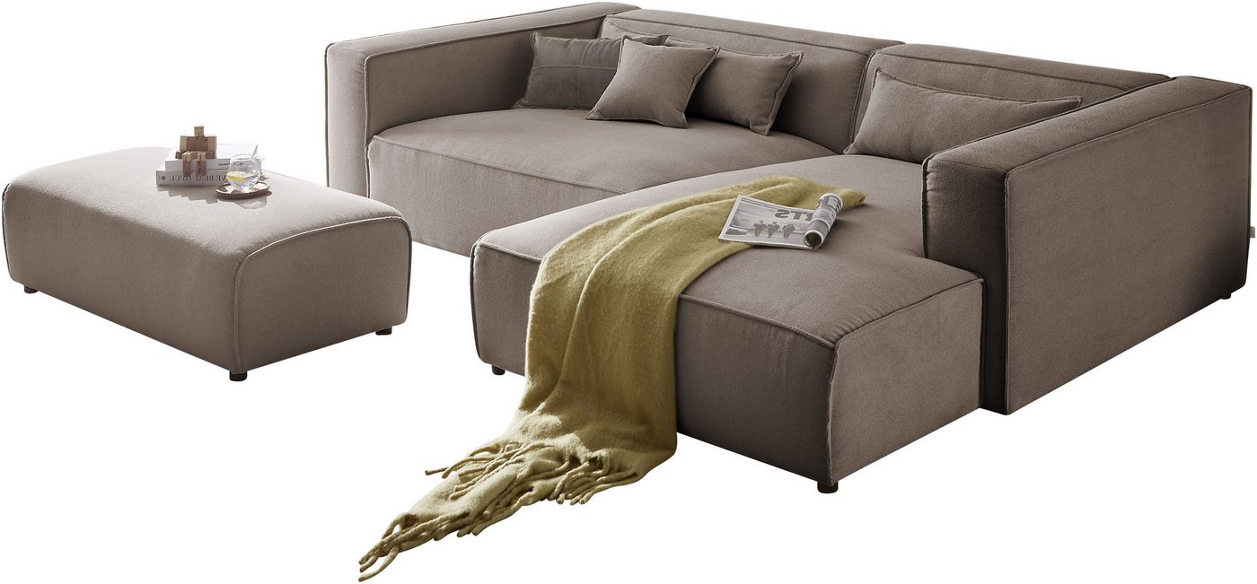 LeGer Home by Lena Gercke Polsterecke PIARA XXL, L-Form mit Schlaffunktion, Big-Sofa in Cord o. Leinenoptik, Hocker stellbar zum Schlafsofa (Krokodilverbinder), tiefe Sitzfläche von LeGer Home by Lena Gercke