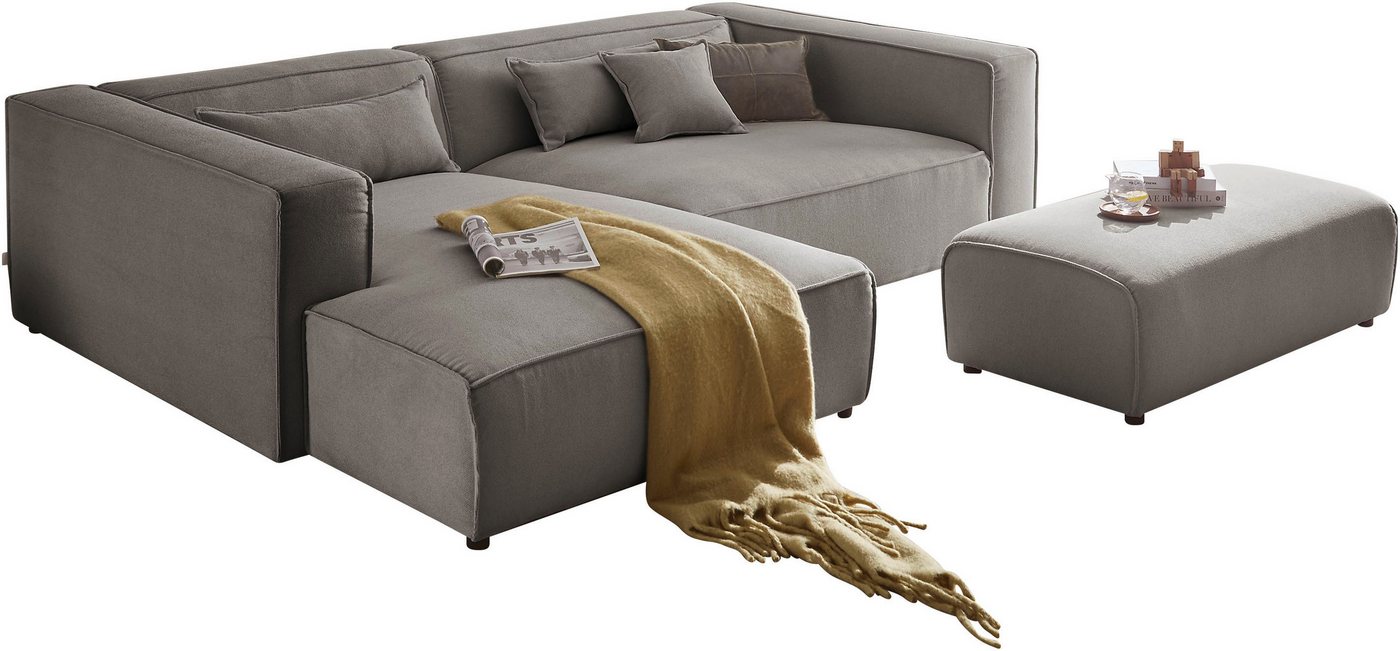 LeGer Home by Lena Gercke Polsterecke PIARA XXL, L-Form mit Schlaffunktion, Big-Sofa in Cord o. Leinenoptik, Hocker stellbar zum Schlafsofa (Krokodilverbinder), tiefe Sitzfläche von LeGer Home by Lena Gercke