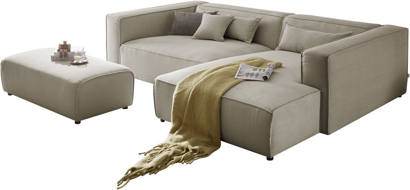 LeGer Home by Lena Gercke Polsterecke PIARA XXL, L-Form mit Schlaffunktion, Big-Sofa in Cord o. Leinenoptik, Hocker stellbar zum Schlafsofa (Krokodilverbinder), tiefe Sitzfläche von LeGer Home by Lena Gercke