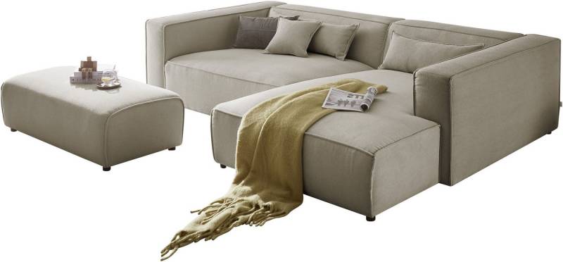 LeGer Home by Lena Gercke Polsterecke PIARA XXL, L-Form mit Schlaffunktion, Big-Sofa in Cord o. Leinenoptik, Hocker stellbar zum Schlafsofa (Krokodilverbinder), tiefe Sitzfläche von LeGer Home by Lena Gercke