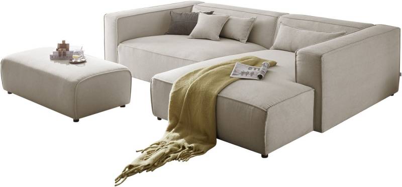 LeGer Home by Lena Gercke Polsterecke PIARA XXL, L-Form mit Schlaffunktion, Big-Sofa in Cord o. Leinenoptik, Hocker stellbar zum Schlafsofa (Krokodilverbinder), tiefe Sitzfläche von LeGer Home by Lena Gercke