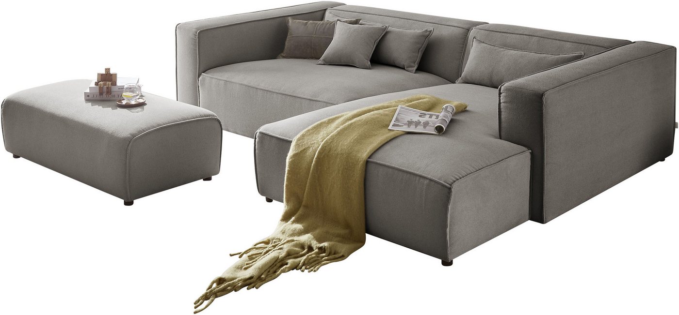 LeGer Home by Lena Gercke Polsterecke PIARA XXL, L-Form mit Schlaffunktion, Big-Sofa in Cord o. Leinenoptik, Hocker stellbar zum Schlafsofa (Krokodilverbinder), tiefe Sitzfläche von LeGer Home by Lena Gercke