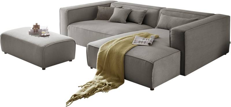 LeGer Home by Lena Gercke Polsterecke PIARA XXL, L-Form mit Schlaffunktion, Big-Sofa in Cord o. Leinenoptik, Hocker stellbar zum Schlafsofa (Krokodilverbinder), tiefe Sitzfläche von LeGer Home by Lena Gercke