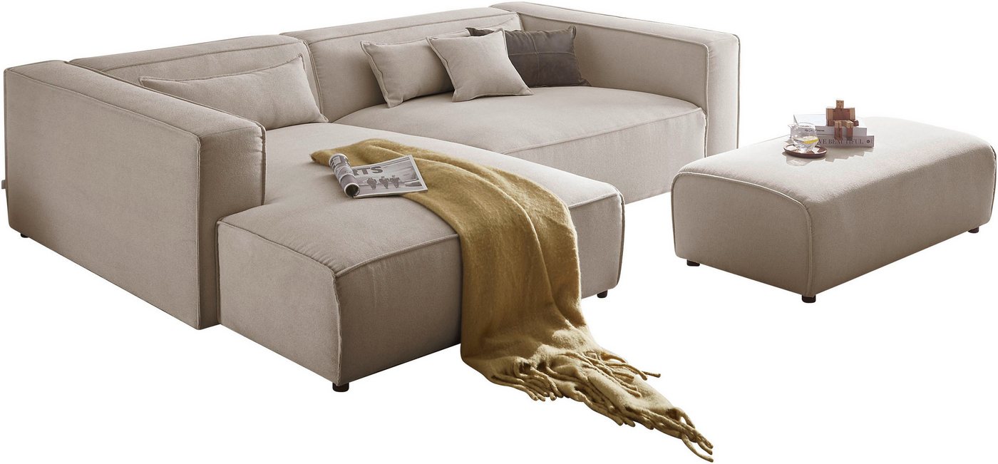 LeGer Home by Lena Gercke Polsterecke PIARA XXL, L-Form mit Schlaffunktion, Big-Sofa in Cord o. Leinenoptik, Hocker stellbar zum Schlafsofa (Krokodilverbinder), tiefe Sitzfläche von LeGer Home by Lena Gercke