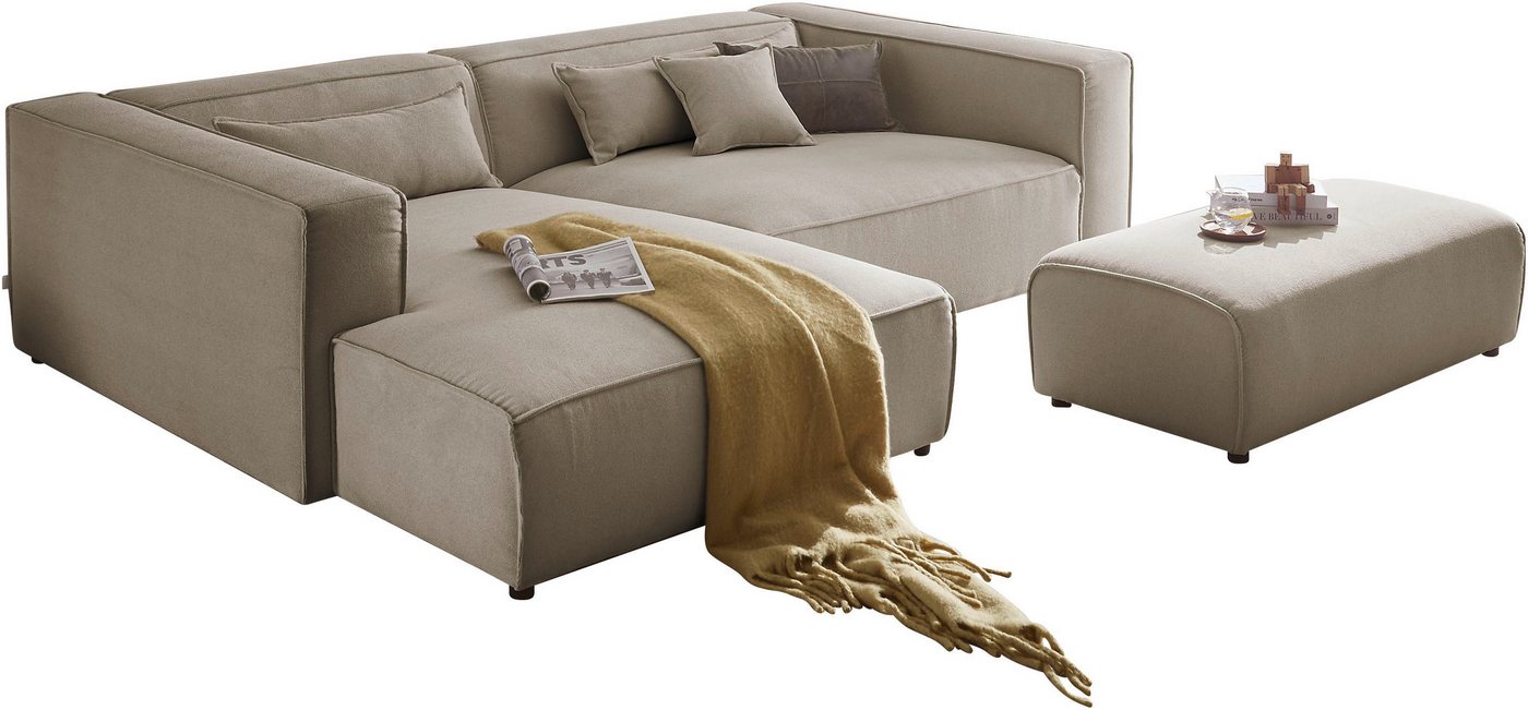 LeGer Home by Lena Gercke Polsterecke PIARA XXL, L-Form mit Schlaffunktion, Big-Sofa in Cord o. Leinenoptik, Hocker stellbar zum Schlafsofa (Krokodilverbinder), tiefe Sitzfläche von LeGer Home by Lena Gercke