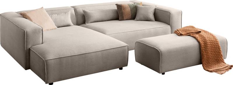 LeGer Home by Lena Gercke Polsterecke PIARA XXL, L-Form, Schlaffunktion, Cord, Leinenoptik o. Strukturstoff, Hocker stellbar zum Schlafsofa (Krokodilverbinder), tiefe Sitzfläche von LeGer Home by Lena Gercke