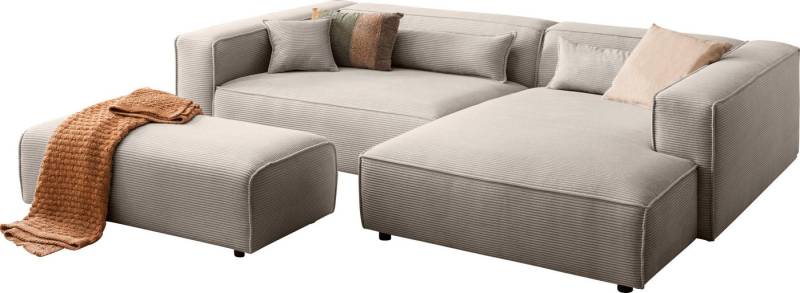 LeGer Home by Lena Gercke Polsterecke PIARA XXL, L-Form, Schlaffunktion, Cord, Leinenoptik o. Strukturstoff, Hocker stellbar zum Schlafsofa (Krokodilverbinder), tiefe Sitzfläche von LeGer Home by Lena Gercke