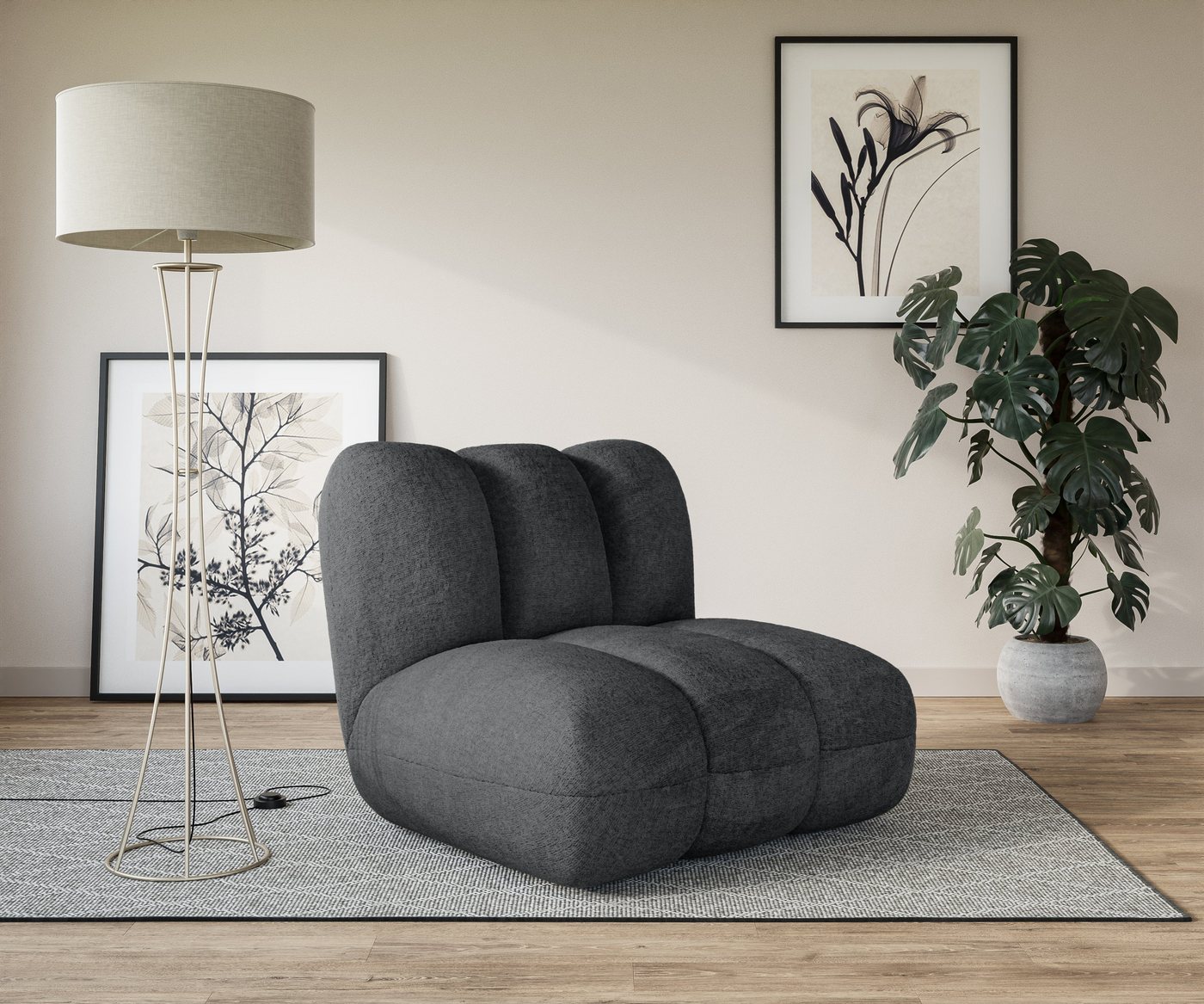 LeGer Home by Lena Gercke Sessel Priya Loungesessel, moderne Steppung, auch in Bouclé, perfektes Einzelstück, gemütlich und modern, B/T/H: 90/106/84 cm LeGer Home by Lena Gercke Sessel Priya Loungesessel, moderne Steppung, auch in Bouclé, perfektes Einzelstück, gemütlich und modern, B/T/H: 90/106/84 cm von LeGer Home by Lena Gercke