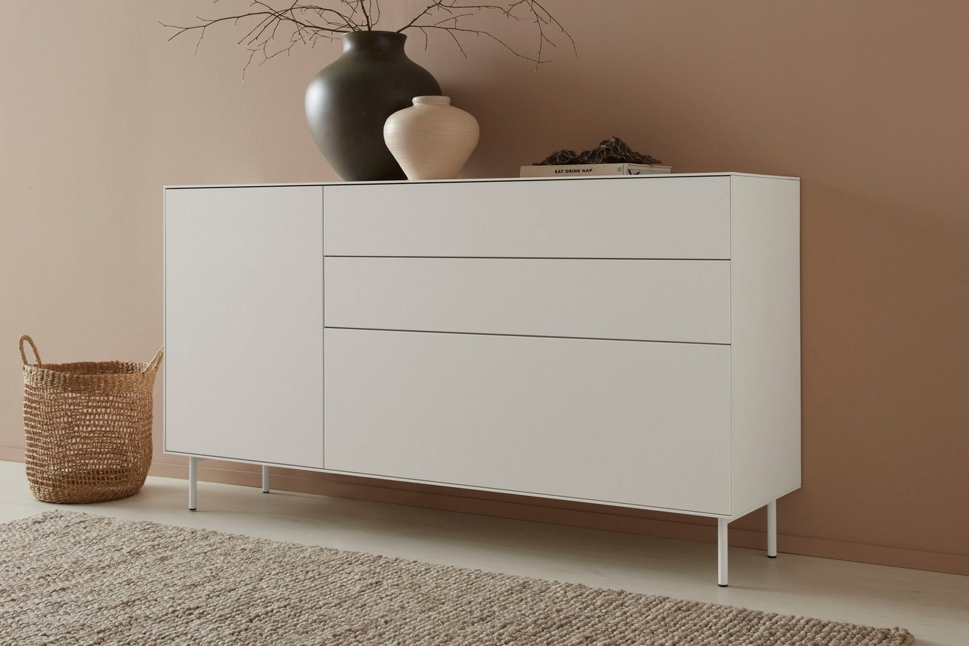 LeGer Home by Lena Gercke Sideboard Essentials, Breite: 167cm, MDF lackiert, Push-to-open-Funktion von LeGer Home by Lena Gercke