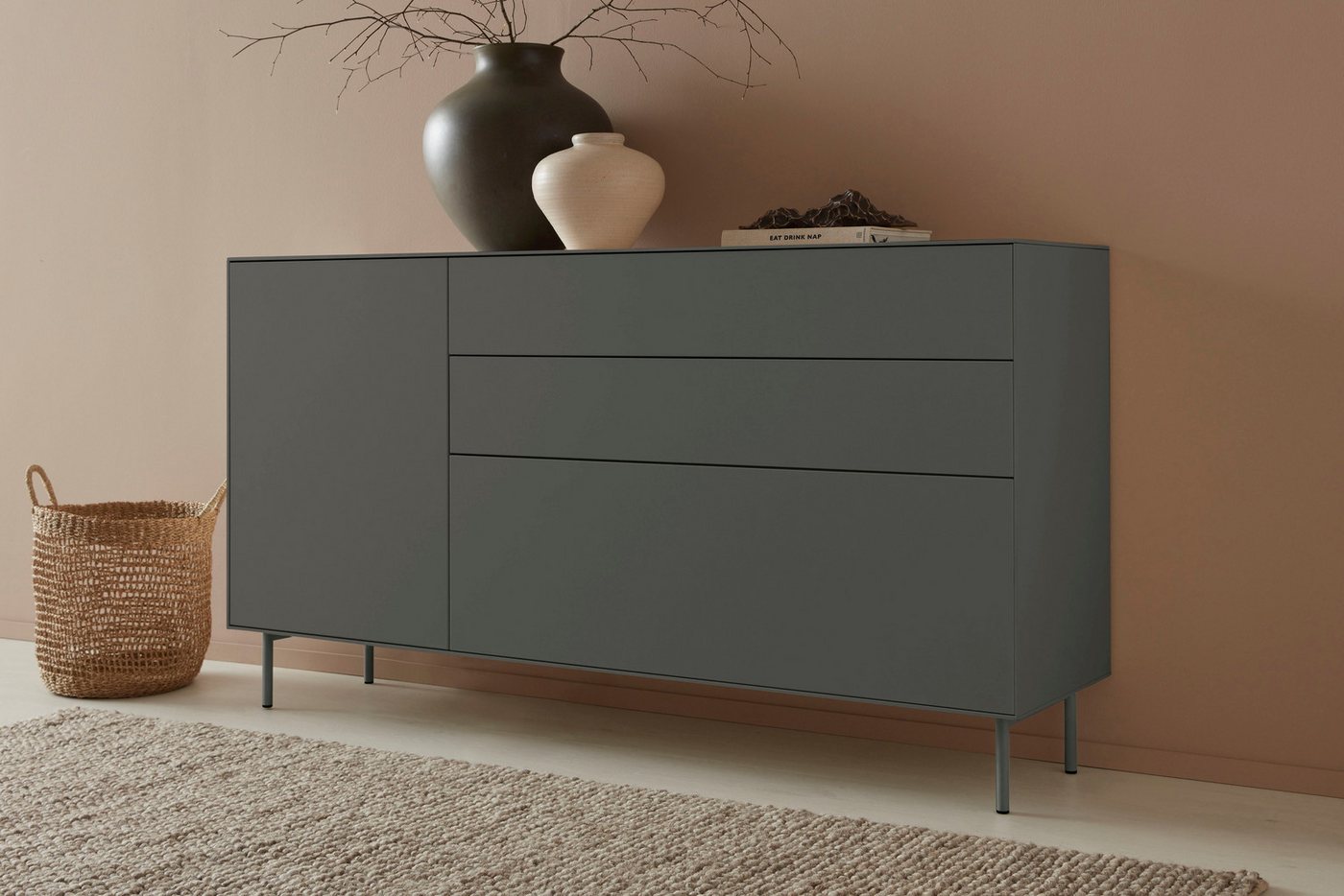 LeGer Home by Lena Gercke Sideboard Essentials, Breite: 167cm, MDF lackiert, Push-to-open-Funktion von LeGer Home by Lena Gercke