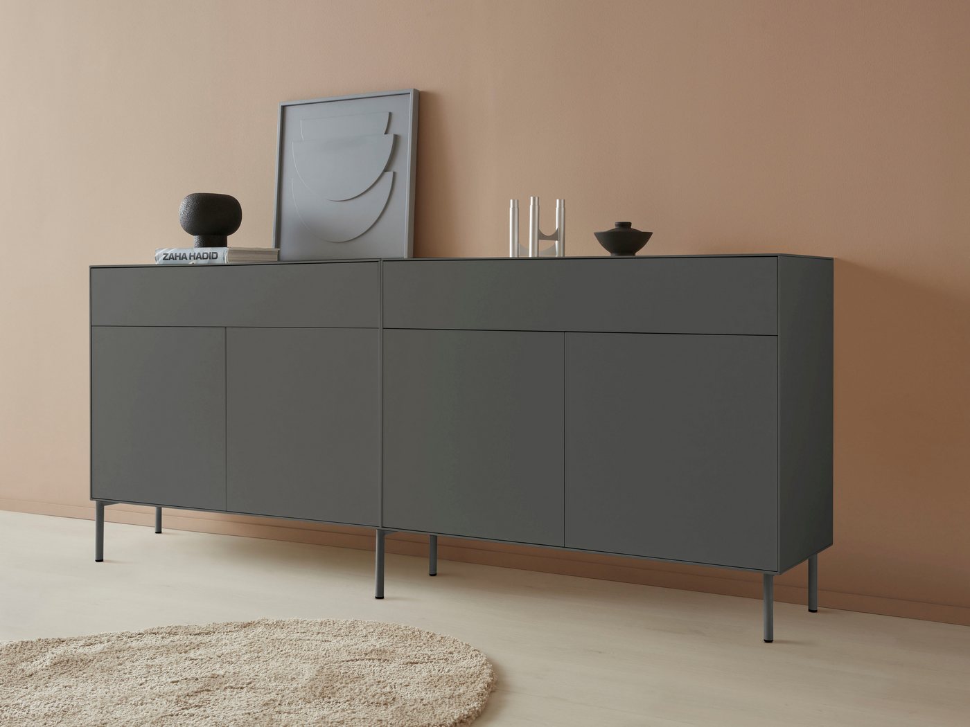 LeGer Home by Lena Gercke Sideboard Essentials (2 St), Breite: 224cm, MDF lackiert, Push-to-open-Funktion von LeGer Home by Lena Gercke