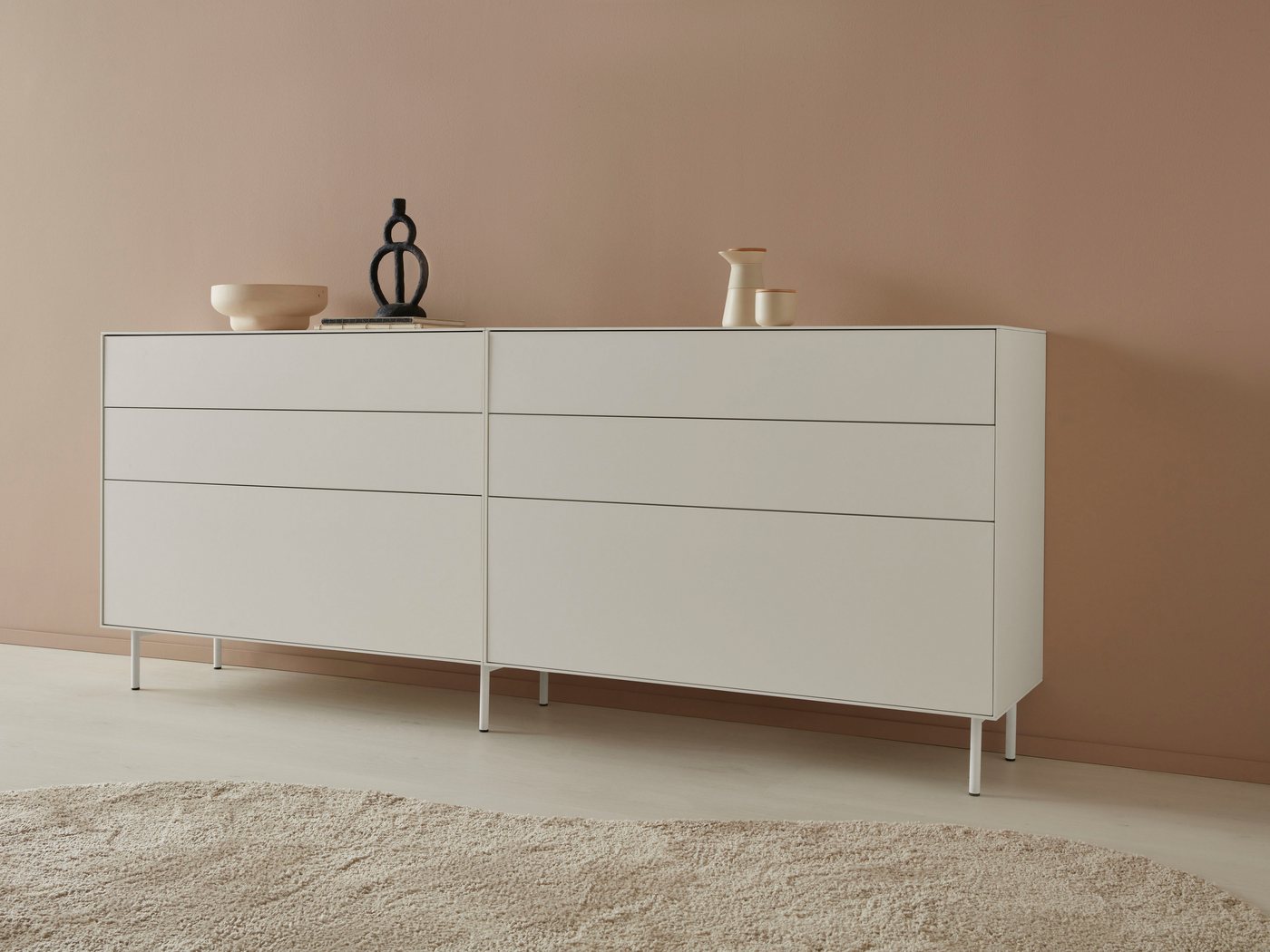 LeGer Home by Lena Gercke Sideboard Essentials (2 St), Breite: 224cm, MDF lackiert, Push-to-open-Funktion von LeGer Home by Lena Gercke