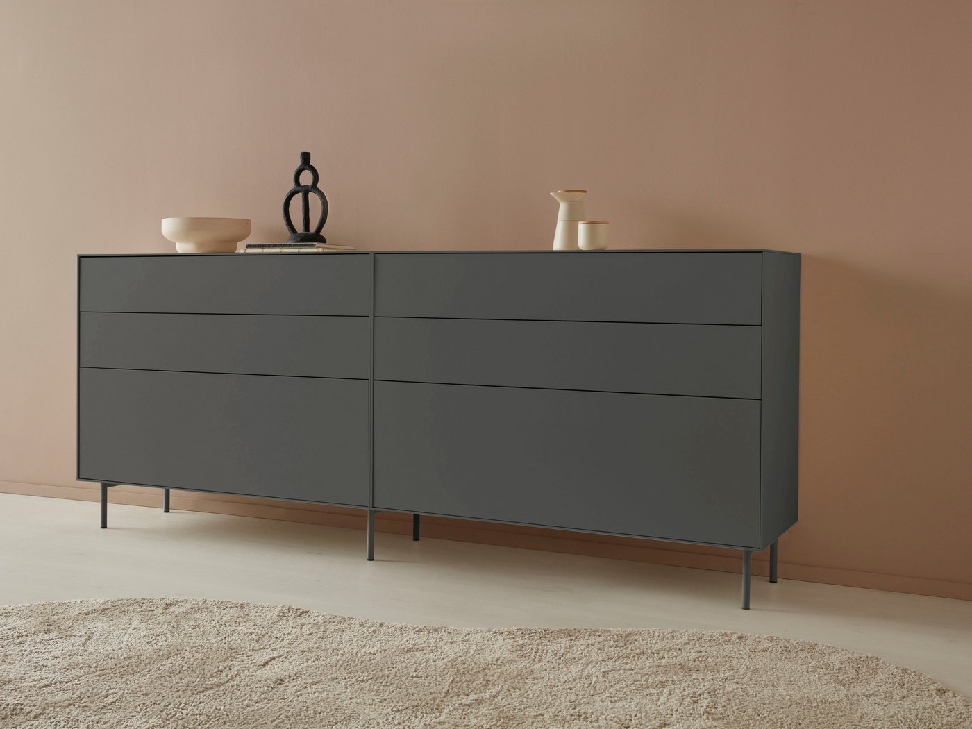 LeGer Home by Lena Gercke Sideboard Essentials (2 St), Breite: 224cm, MDF lackiert, Push-to-open-Funktion von LeGer Home by Lena Gercke