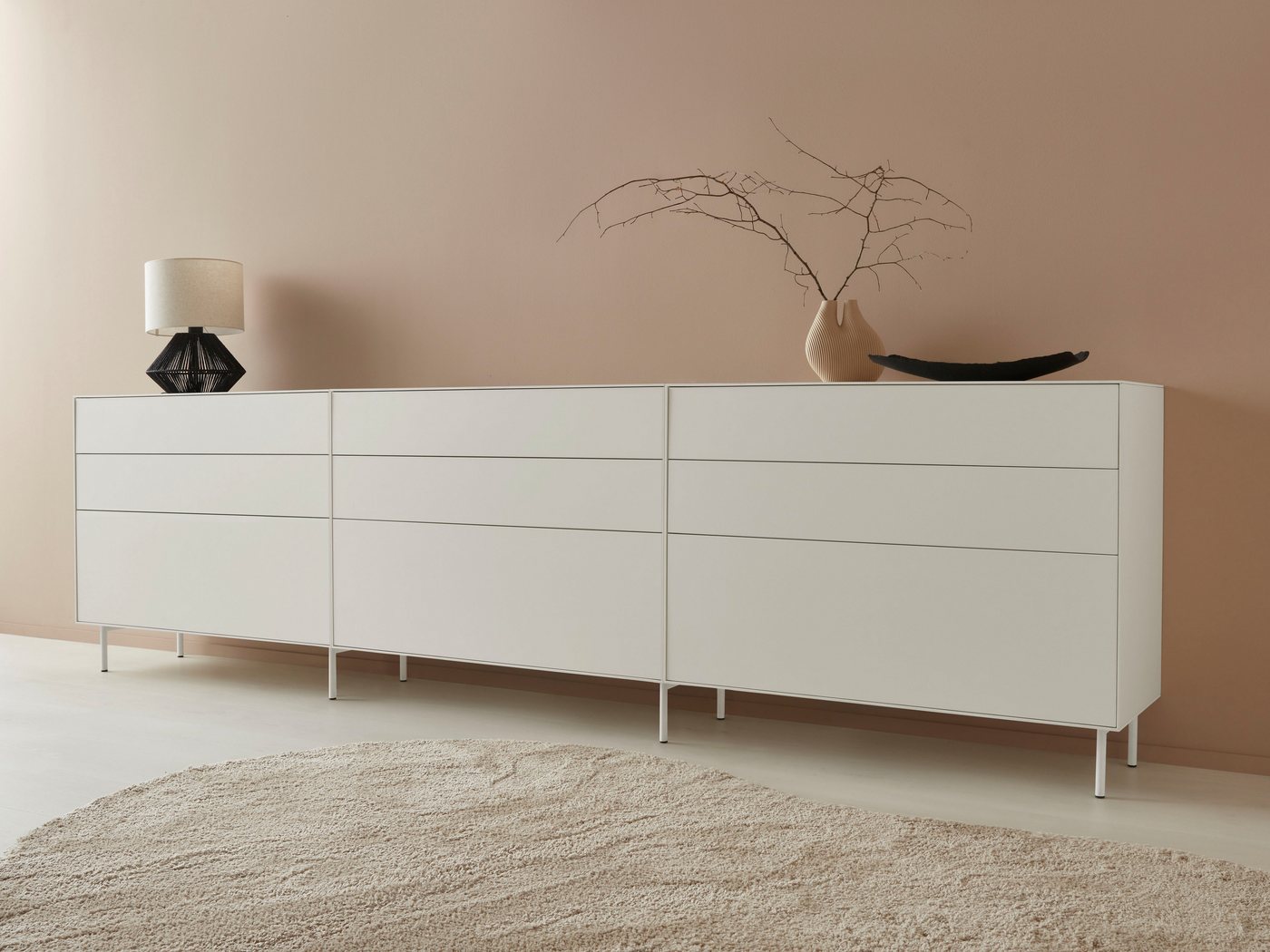 LeGer Home by Lena Gercke Sideboard Essentials (3 St), Breite: 335cm, MDF lackiert, Push-to-open-Funktion von LeGer Home by Lena Gercke