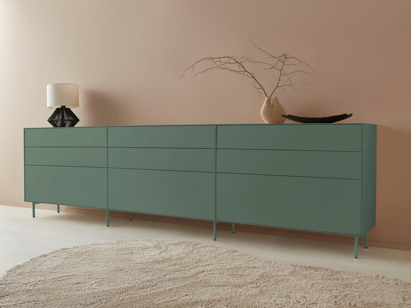 LeGer Home by Lena Gercke Sideboard Essentials (3 St), Breite: 335cm, MDF lackiert, Push-to-open-Funktion von LeGer Home by Lena Gercke