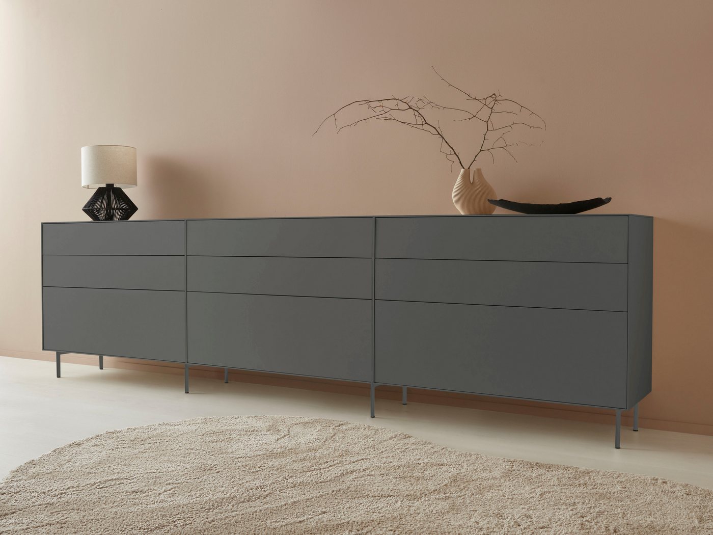 LeGer Home by Lena Gercke Sideboard Essentials (3 St), Breite: 335cm, MDF lackiert, Push-to-open-Funktion von LeGer Home by Lena Gercke