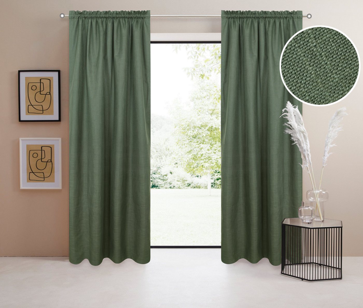 LeGer Home by Lena Gercke Verdunkelungsvorhang Marusha, Stangendurchzug (1 St), verdunkelnd, Polyester, Verdunkelnder Vorhang, blickdicht, Leinenoptik, verschiede Größen von LeGer Home by Lena Gercke