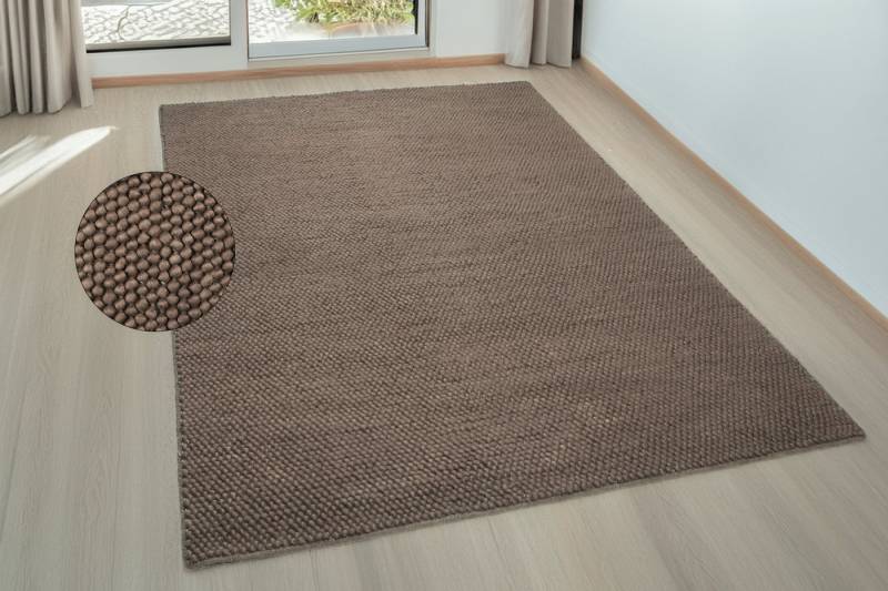 LeGer Home by Lena Gercke Wollteppich Ainhoa, handgewebt, Wolle, rechteckig, Höhe: 12 mm, einfarbig, Wolle, Teppich, Wohnzimmer, Schlafzimmer, Esszimmer von LeGer Home by Lena Gercke