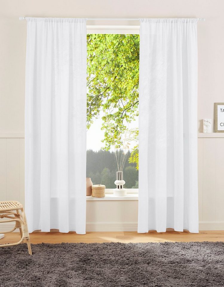 LeGer Home by Lena Gercke Vorhang Lanea, Stangendurchzug (1 St), halbtransparent, Leinenoptik, 1 Schal, verschiedene Größen von LeGer Home by Lena Gercke
