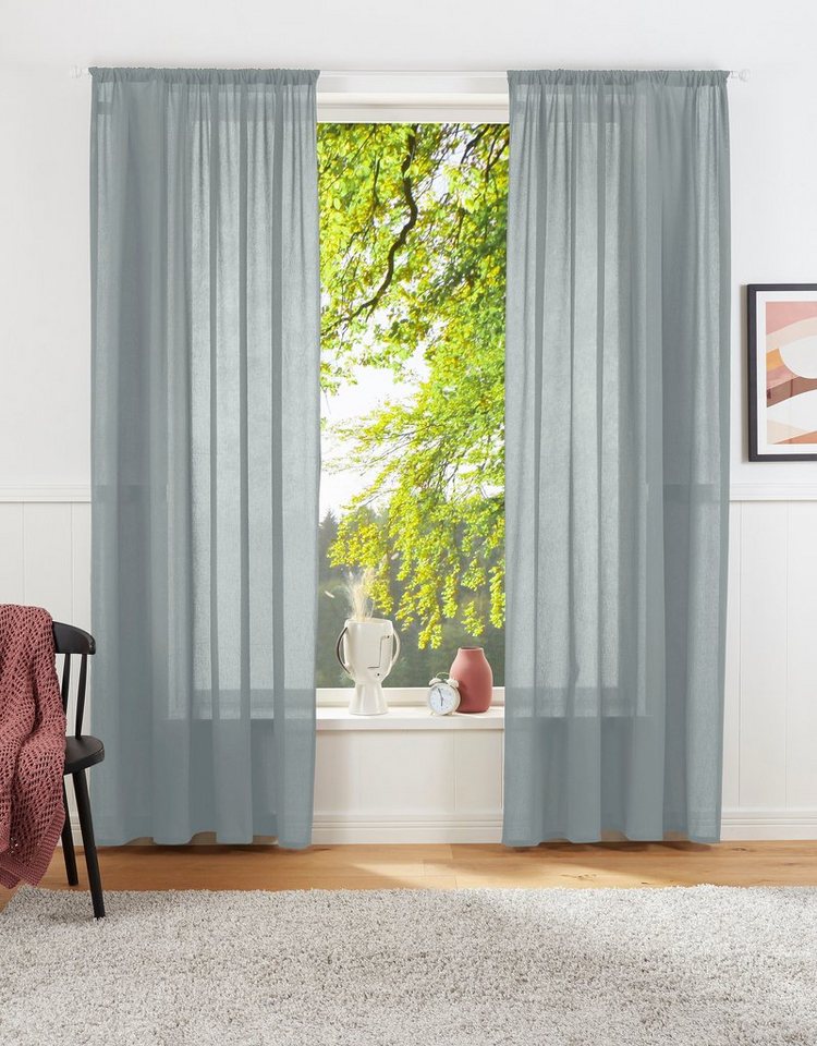 LeGer Home by Lena Gercke Vorhang Lanea, Stangendurchzug (1 St), halbtransparent, Leinenoptik, 1 Schal, verschiedene Größen von LeGer Home by Lena Gercke