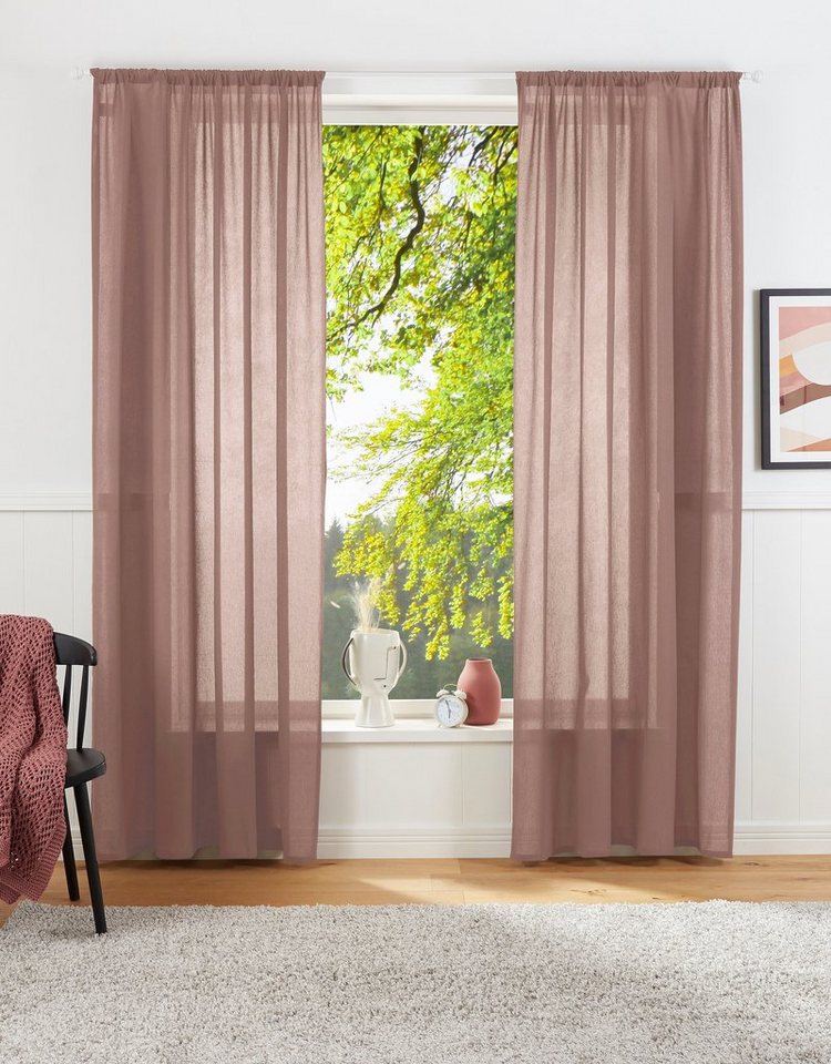 LeGer Home by Lena Gercke Vorhang Lanea, Stangendurchzug (1 St), halbtransparent, Leinenoptik, 1 Schal, verschiedene Größen von LeGer Home by Lena Gercke