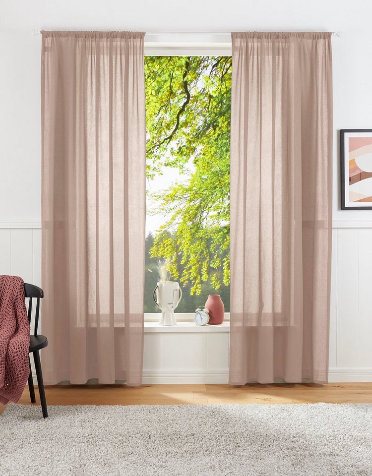 LeGer Home by Lena Gercke Vorhang Lanea, Stangendurchzug (1 St), halbtransparent, Leinenoptik, 1 Schal, verschiedene Größen von LeGer Home by Lena Gercke
