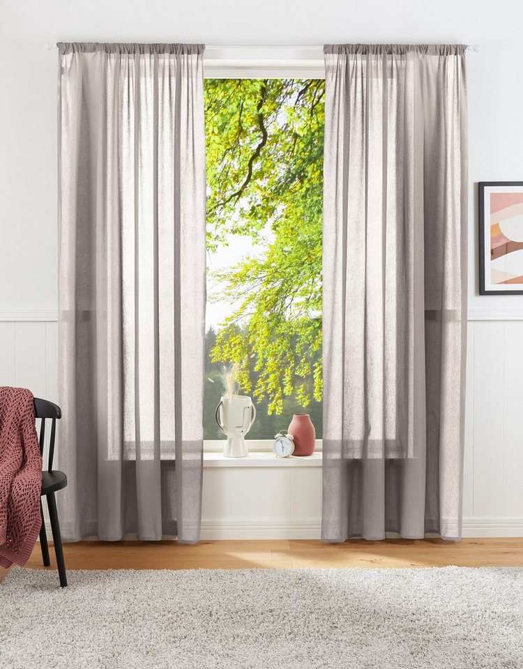 LeGer Home by Lena Gercke Vorhang Lanea, Stangendurchzug (1 St), halbtransparent, Leinenoptik, 1 Schal, verschiedene Größen von LeGer Home by Lena Gercke