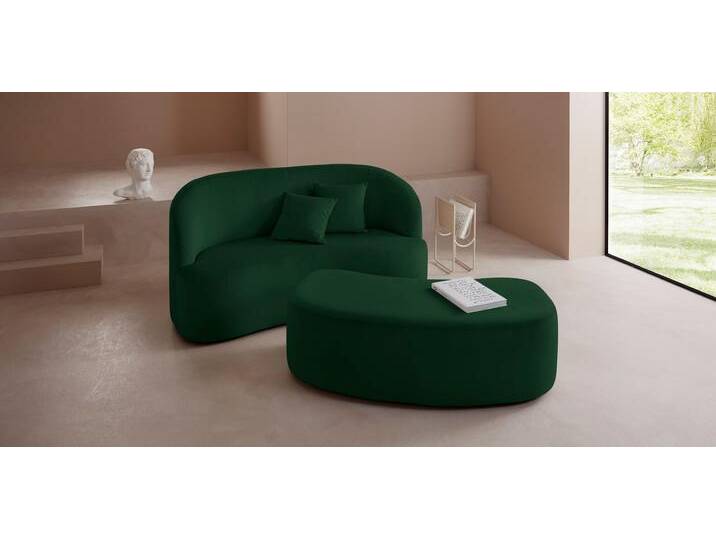 2-Sitzer Dilara , grün (dunkelgrün), B:170cm H:87cm T:89cm, Struktur fein 100% Polyester), Samtoptik (100% Polyester), Bouclu00e9 (100% Polyester), LEGER HOME BY LENA GERCKE, Sofas, gerundete Rückenlehne und Front, in 3 Bezugsqualitäten von LeGer
