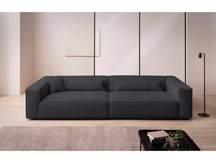3-Sitzer PIARA XXL, Sofa mit Kedernaht in Cord, Leinenoptik o. Strukturstoff , anthrazit, B:316cm H:66cm T:136cm, 100% Polyester, LEGER HOME BY LENA GERCKE, Sofas, schwarze Füße, bequemer Sitzkomfort, extra tiefe Sitzfläche von LeGer