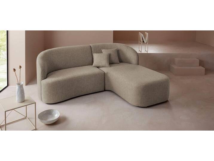 Ecksofa Dilara L-Form , beige, B:200cm H:87cm T:165cm, Struktur fein 100% Polyester), Samtoptik (100% Polyester), Bouclu00e9 (100% Polyester), LEGER HOME BY LENA GERCKE, Sofas, gerundete Rückenlehne und Front, in 3 Bezugsqualitäten von LeGer