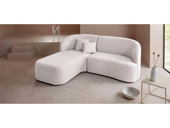 Ecksofa Dilara L-Form , beige (creme), B:200cm H:87cm T:165cm, Struktur fein 100% Polyester), Samtoptik (100% Polyester), Bouclu00e9 (100% Polyester), LEGER HOME BY LENA GERCKE, Sofas, gerundete Rückenlehne und Front, in 3 Bezugsqualitäten von LeGer