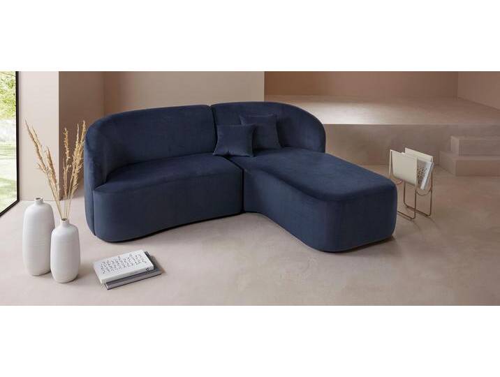 Ecksofa Dilara L-Form , blau (dunkelblau), B:200cm H:87cm T:165cm, Struktur fein 100% Polyester), Samtoptik (100% Polyester), Bouclu00e9 (100% Polyester), LEGER HOME BY LENA GERCKE, Sofas, gerundete Rückenlehne und Front, in 3 Bezugsqualitäten von LeGer