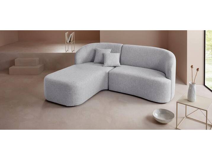 Ecksofa Dilara L-Form , grau (hellgrau), B:200cm H:87cm T:165cm, Struktur fein 100% Polyester), Samtoptik (100% Polyester), Bouclu00e9 (100% Polyester), LEGER HOME BY LENA GERCKE, Sofas, gerundete Rückenlehne und Front, in 3 Bezugsqualitäten von LeGer