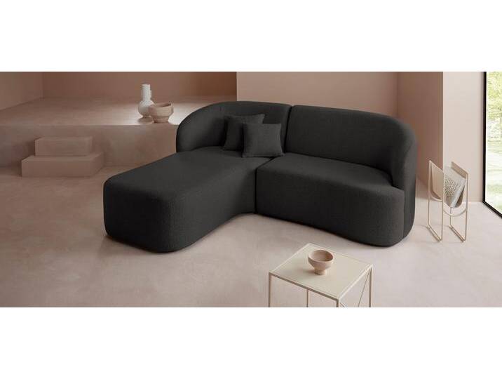 Ecksofa Dilara L-Form , schwarz, B:200cm H:87cm T:165cm, Struktur fein 100% Polyester), Samtoptik (100% Polyester), Bouclu00e9 (100% Polyester), LEGER HOME BY LENA GERCKE, Sofas, gerundete Rückenlehne und Front, in 3 Bezugsqualitäten von LeGer